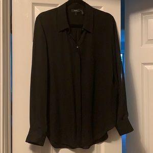 Theory Sheer black blouse.